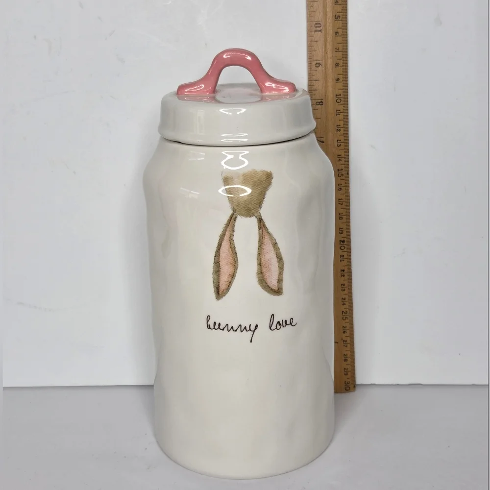 Rae‎ Dunn Easter Pink Bunny Ears Bunny Love Canister Cookie Jar